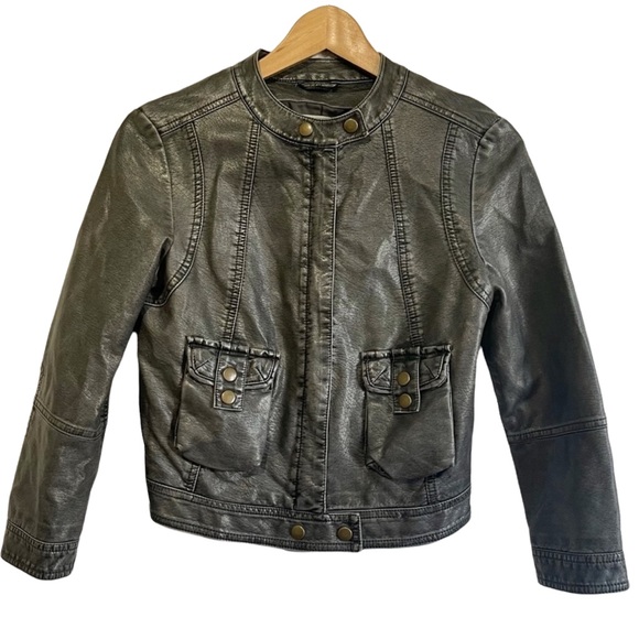 URBAN OUTFITTERS SILENCE & NOISE Faux Leather Moto Biker Jacket - Picture 3 of 14